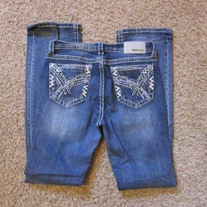 Grace In LA 29 Rhinestone Pkts Whiskered Zip Fly Jeans Boot Cut JUNIOR FIT